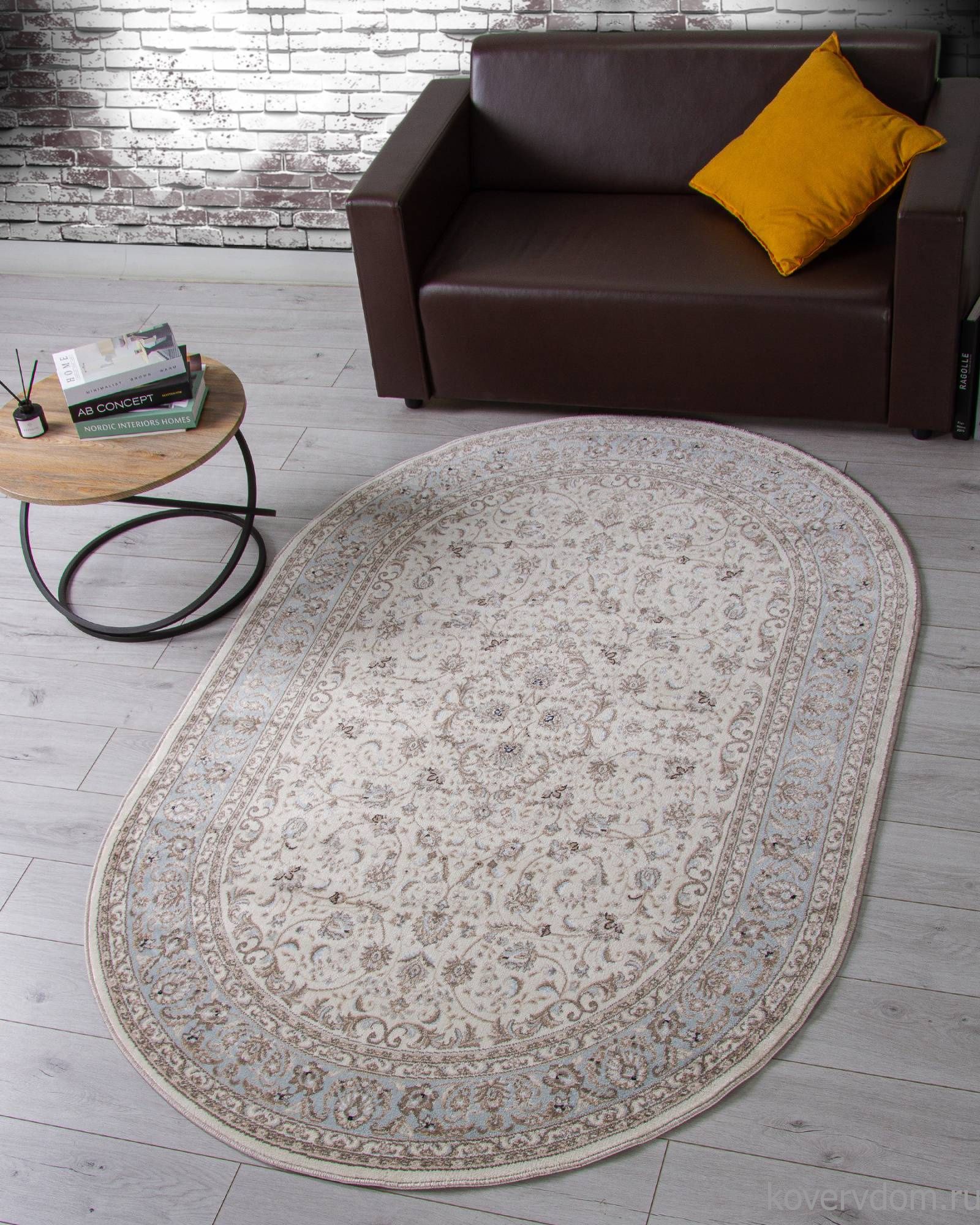 Ковер VALENCIA DELUXE F014 CREAM-L.BLUE Овал